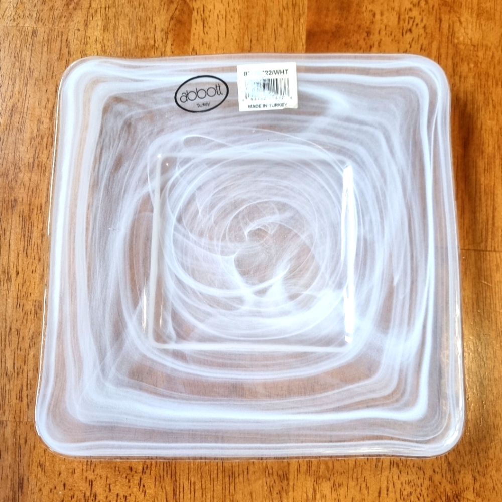 🆕️ Abbott Turkish White Swirl Square Plate
